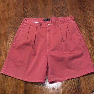 Vintage Ralph Lauren Polo Chino Tyler Fit Pleated Front Pink Coral Shorts Sz 36